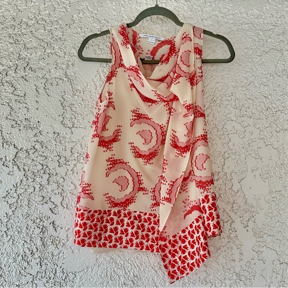 Diane Von Furstenberg Womens Size 2  Blouse Silk Cowl Neck Asymmetrical - Picture 1 of 15